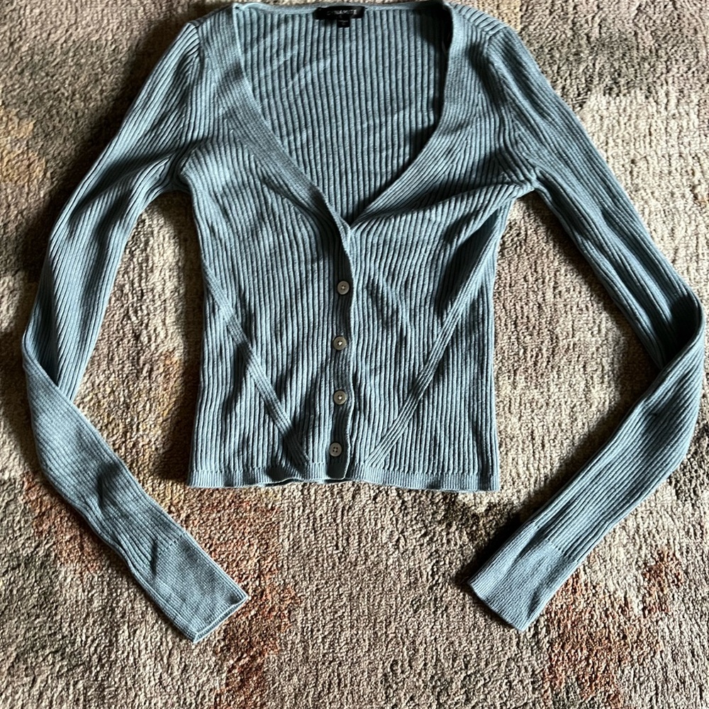 Dynamite Women's Blue Ribbed Sweater - Picture 4 of 6